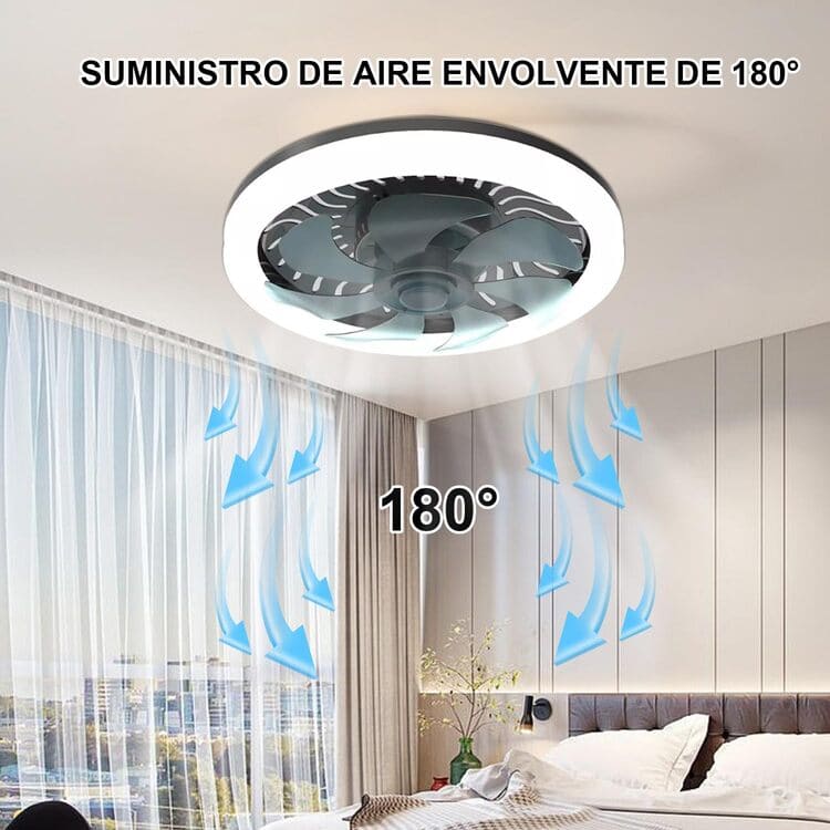 Ventilador De Techo MEGALUZ Negro Con Lámpara Luz Led